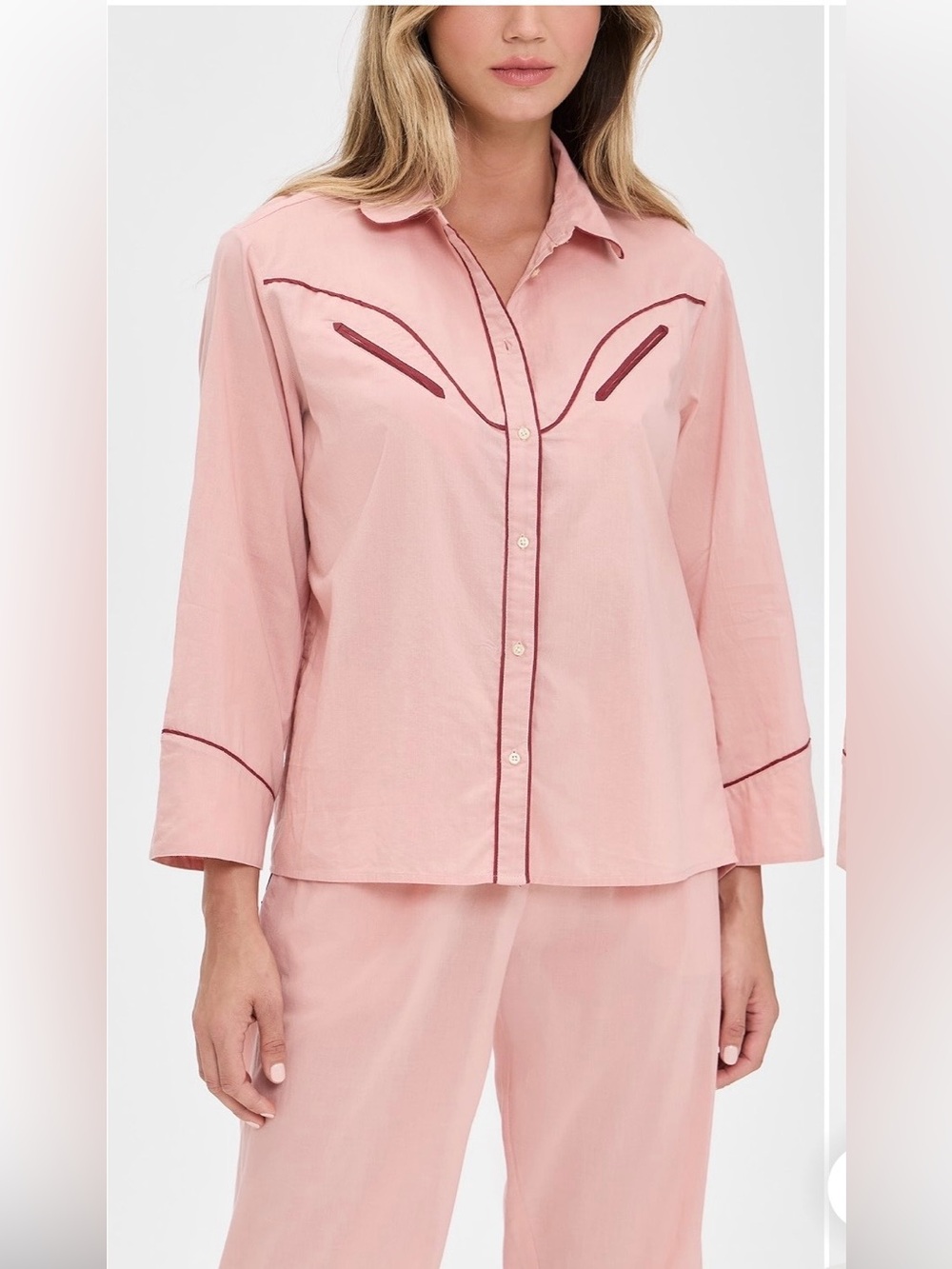 THE GREAT. sleepwear Western Pajama Shirt - Blush Pink Size 2 NWT